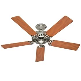 Hunter 25518 Summer Breeze 52-Inch 5-Blade Ceiling Fan, Brushed Nickel with Chestnut/Maple Blades