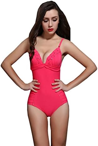 MEDY Women's One Piece Bling Push Up Goddness Swimwear Hot Pink