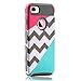 iPhone 7 Plus Case,BAISRKE Powder Blue Mint Teal and Coral Pink Split Chevron Design Heavy Duty Hybrid Hard Cover Case for Apple iPhone 7 Plus (5.5 inch) - Gray