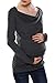 Arshiner Women's Cowl Neck Long Sleeve Maternity Nursing Tunic Blouse,Gray,Large