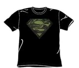 Superman - Camo Logo Distressed - Black S/S Adult T-Shirt For Men