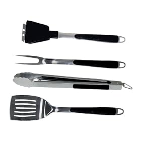 Brinkmann 9029 Stainless-Steel 4-Piece Barbecue Tool Set, Non-Slip Handles by 