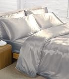 Silver Grey Satin Bed Bale 6PC Double