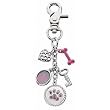 Pink Crystal Dog Paw Handbag Charm Keychain