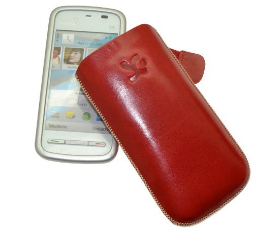 Suncase Ledertasche (Lasche mit R&uuml;ckzugfunktion) f&uuml;r Nokia 5230 rot Preisvergleich