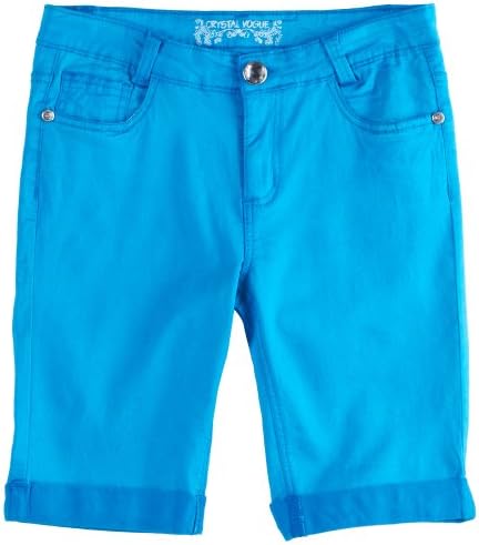 Crystal Vogue Girls 7-16 Cuffed Bermuda Shorts 10 Blue