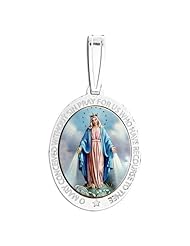Miraculous Medal Color Oval Pendant - Available in 3 Sizes