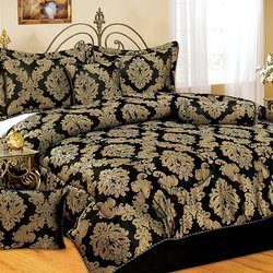 New Wyndham House 7pc Jacquard Queen Size Comforter Set Assorted Beige Brown Black Burgundy