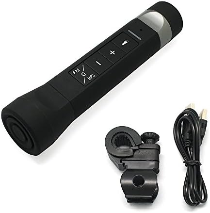 PandaWalker Multi-function Mobile Power Music Flashlight With FM Radio Portable Charger Emergency Torchlight Support FM Radio &amp; TF Card Function for Outdoor Riding Climbing Camping-Black