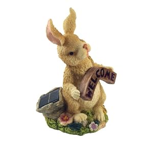 Solar Bunny With Lighting Welcome Sign