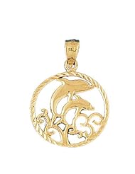 Dazzlers Solid 14 karats gold Dolphins Charm Pendant Available in three colors from jewelsberry (weights: 2.2 grams only)