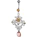 Pugster Burnt Topaz Round Filigree Pendant Jewelry Fashion November Body Dangles Belly Ring