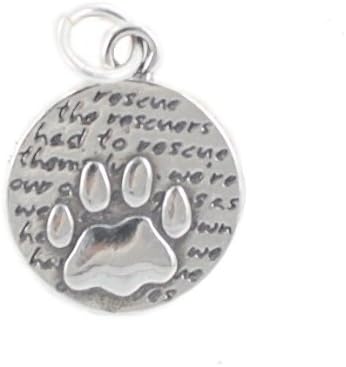 Rescue Paw Pendant with Words of Inspiration in Sterling Silver, #7222