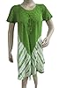Womans Caftan Boho Tie Dye Beach Dress Stonewashed Rayon Green Embroidered Dresses