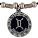 Gemini Pewter Pendant on Beaded Leather Necklace - Earth Spirit Necklace