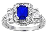 2.74CTW BELLA LUCE SAPPHIRE COLOR AND WHITE DIAMOND SIMULANT PLATINUM OVER STERLING SILVER RING