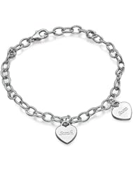 Sterling Silver Mothers Personalized Heart Charm Bracelet - Custom Made with up to 6 Names!