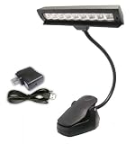 New Clip-on Bright Music Stand 9 LED Light With Adapter