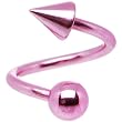 Pink Electro Titanium Spiral Twister Ball-Cone Belly Ring