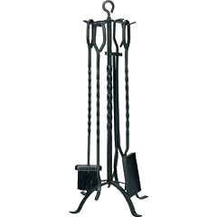 Kaminbesteck (Mit 4 Geraeten * Schmiedeeisen * H x B x T: 82 x 34 x 17 cm * Schwarz)