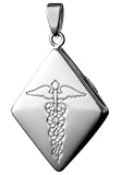 Infomedic 9ct White Gold Medical Pendant - Diamond Shape