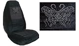 Butterfly Car Truck SUV Dots Print Seat Covers 2 Black Universal Butterfly Print Vehicle Bucket Seatcovers