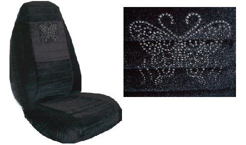 Butterfly Car Truck SUV Dots Print Seat Covers 2 Black Universal Butterfly Print Vehicle Bucket Seatcovers