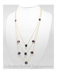 Amethyst Necklace In Brass