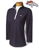 Denver Broncos Women's 3/4 Sleeve Colorblock Half Zip Mock - Small