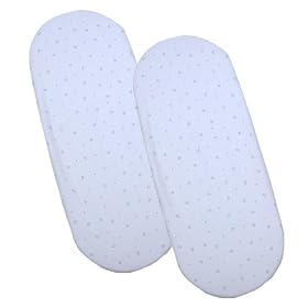 2 Fitted Cotton Moses Basket Sheets White Moon &amp; Stars Design