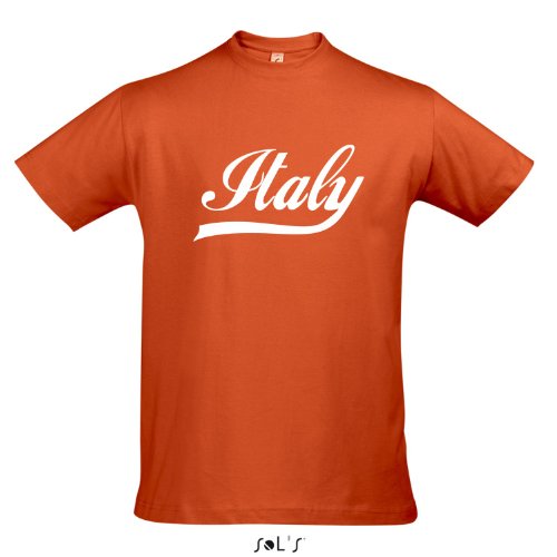T-Shirt Italien Oldschool Italy LÄNDERSHIRT EM / WM FAN Trikot S-XXL , Orange – weiß , M