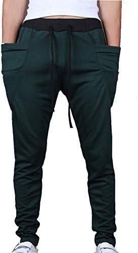 Men's Slim Fit Casual Jogging Harem Pants Medium Green
