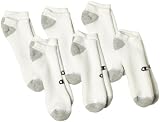 Champion Men's 6 Pack No Show Sock, White, 12-14