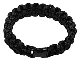 Professionelles Survival Armband aus geflochtener Paracord in schwarz mit Clipverschluss
