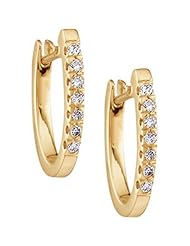 Diamond Earrings - 14k Yellow Gold Hoops 1/5 Cttw