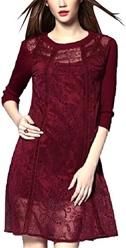 Allonly Women's Sexy Long Sleeve Lace Plus Size Party Clubwear 2 Pieces Dress