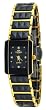 Oniss #ON318-LG Women's Classic Gold Trim Rectangular Black Ceramic Watch