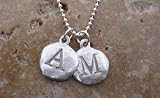 Sterling Silver Round coin Initial Monogrammed Charms Pendants Letter M (Pendant Only without Chain)