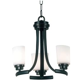Kenroy Home 90373BRZ Bow Three-Light Chandelier, Bronze with White Opal Globes by Kenroy Home