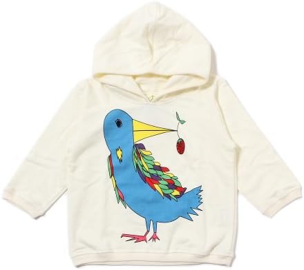 Mademoiselle Papillon ("Miss Butterfly") - Pull-Over Hoodie Sweatshirt - Bird with Berry,Off-White,6-12 Months