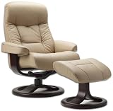 Leather Norwegian Ergonomic Scandinavian Lounge Reclining Chair Fjords 215 Large Muldal Recliner Furniture Nordic Line Genuine Cappuccino Leather Teak Wood