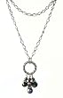 Necklace - N252 - Long Firepolished Beads & Pearl Cluster ~ Amethyst (Purple)