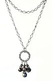 Necklace - N252 - Long Firepolished Beads & Pearl Cluster ~ Amethyst (Purple)