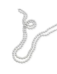 64 Inch Knotted Silver Cultured Freshwater Pearl Necklace