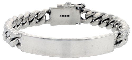 Childrens Toyshop  Jewelry : Sterling Silver 7/16" (11.0 mm) Wide, Cuban (Curb) Link Men's ID Bracelet in 8", 8 1/2" & 9"