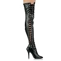 5 Inch Sexy High Heel Thigh High Boot Side-Slit Stretch Tight Boot Black Stretch