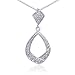 Mesmerizing and Unique: Designer Inspired Sterling Silver and CZ Diamond Teardrop Dangle Pendant Necklace