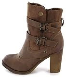 DAMEN TREND STIEFEL STIEFELETTE BRAUN WARM HOCH, Schuhgröße:EUR 38