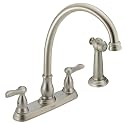 Delta Faucet 24902-SS Orleans Series Double-Handle Kitchen Faucet with Spray, Stainless Steel