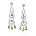 Sterling Silver Olive Cubic Zirconia Dangle Earrings by Cheline